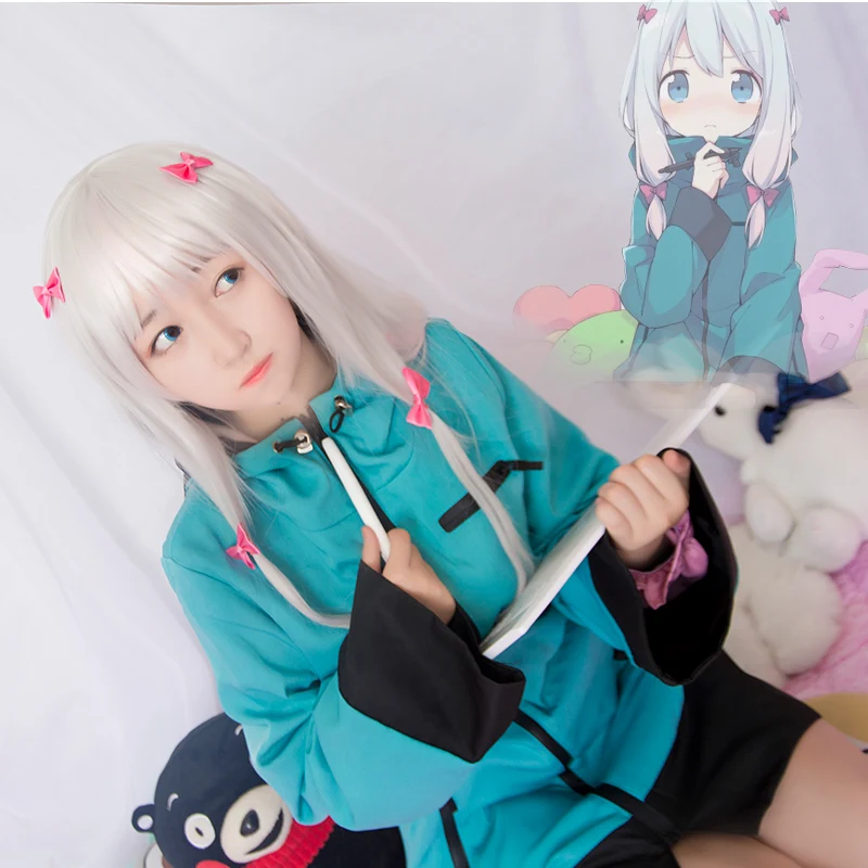 

New Japanese Anime Eromanga Sensei Izumi Sagiri Cosplay Costume Green Coat+Pajamas+Bowknots Halloween Costumes for Women S-XL
