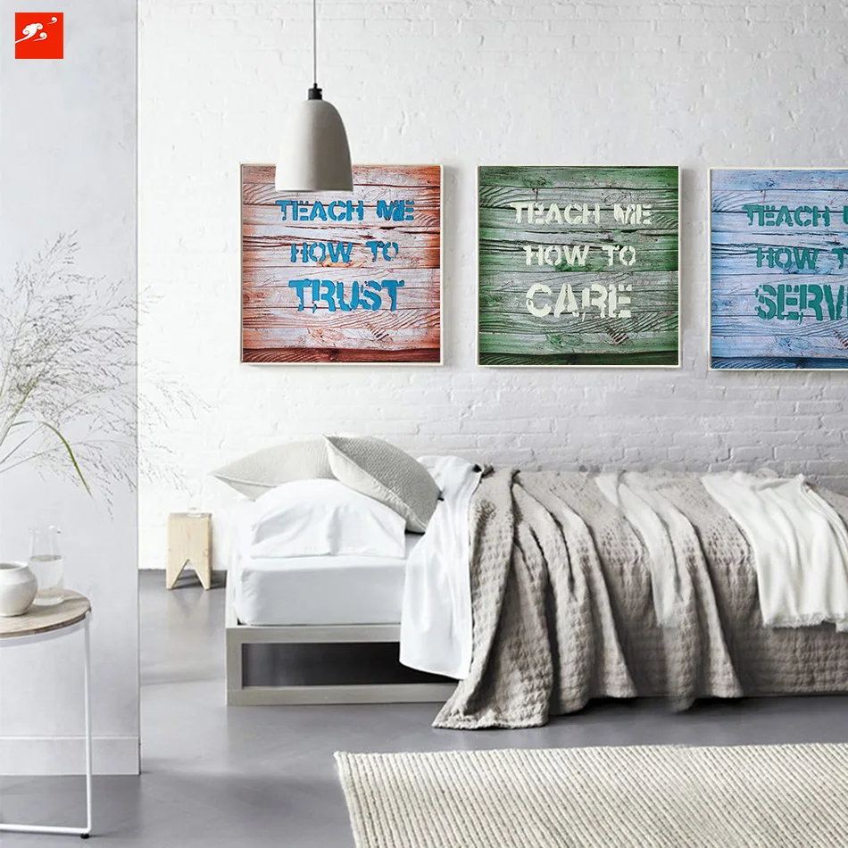 Set of 4 Slogan Canvas Painting Encouraging Words Wall Art Picture For Office Restaurant and