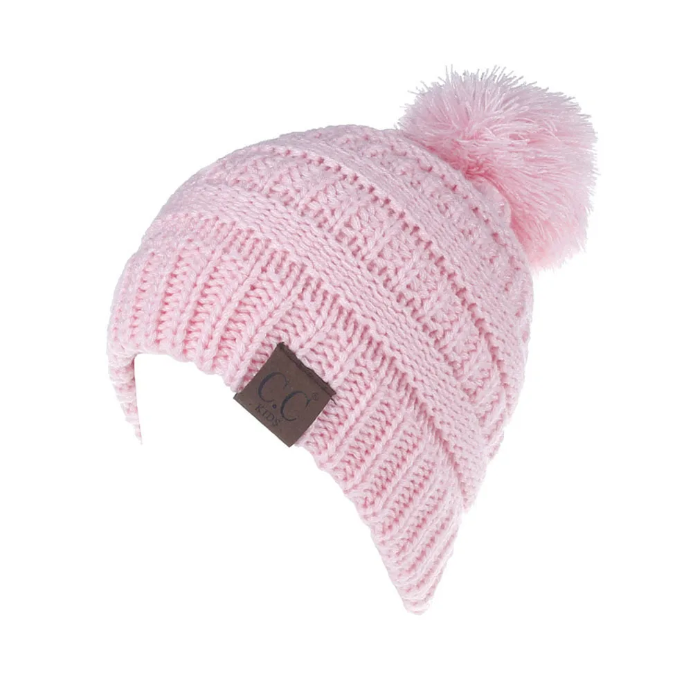Зимние Теплые Симпатичные Hat помпонами шапочка для мальчиков и девочек детская шапка Кепки шерстяного трикотажа шапочки Шапки унисекс для