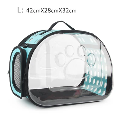 Прозрачная сумка для кошек, переноска для маленьких собак, переносная сумка для кошек, складная сумка на плечо, дорожная сумка для щенка - Цвет: L 42x28x32cm blue