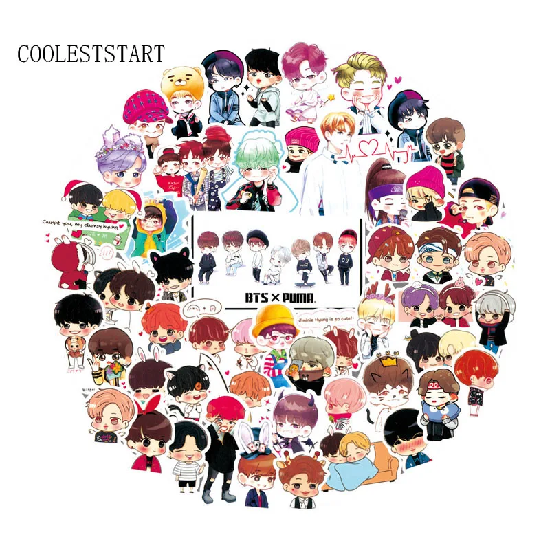 

58Pcs/Set Cute Expression Decal Stickers Q Version Hand Account Sticker For Luggage Laptop Notebook Refrigerator For Kid