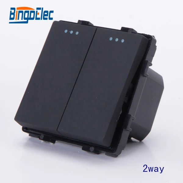 

BINGO ELEC 2gang 2way black switch function part, no frame,EU/UK,Hot sale