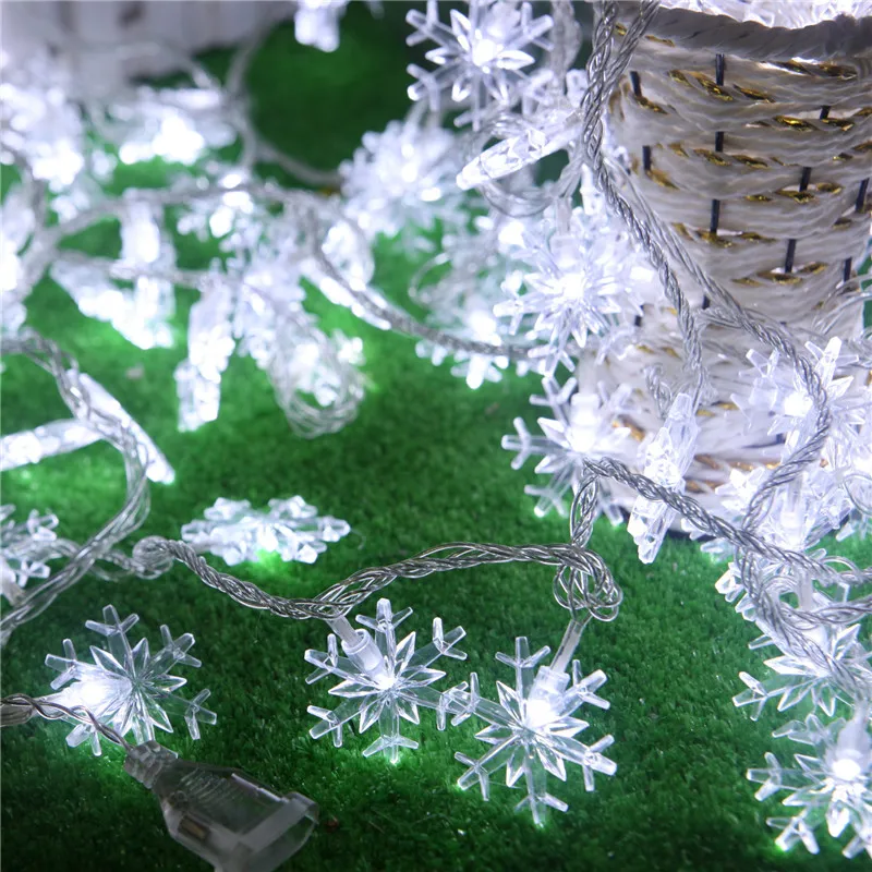 

Merry Christmas! Snowflake RGB 10M 100 AC LED String Light Holiday Lamp For Birthday Wedding Christmas Lights Decoration Holiday