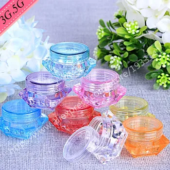 

Free shipping 50x3g Empty Plastic Diamond Cosmetics Cream Jar colorful cosmetic jars 3cc plastic cosmetic jars