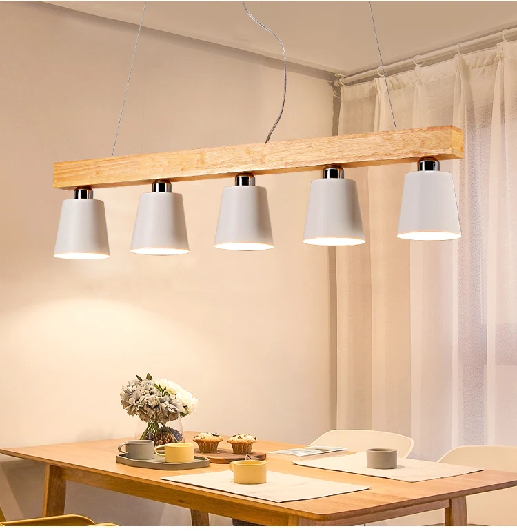 Nordic дизайн подвесные светильники с тройным металлический абажур Lamparas современный деревянный подвесной светильник E27 подвеска свет