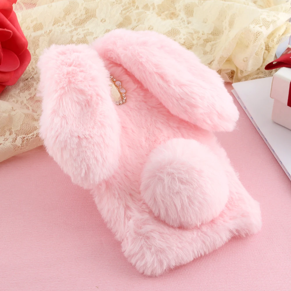 

Rabbit Ear Hair Furry Cute Phone Case For iPhone 11 Pro Max X XR XS Max 8 7 Plus 6 6S Plus 5 5S 5C 4 4S Soft Case Warm Fur Cover