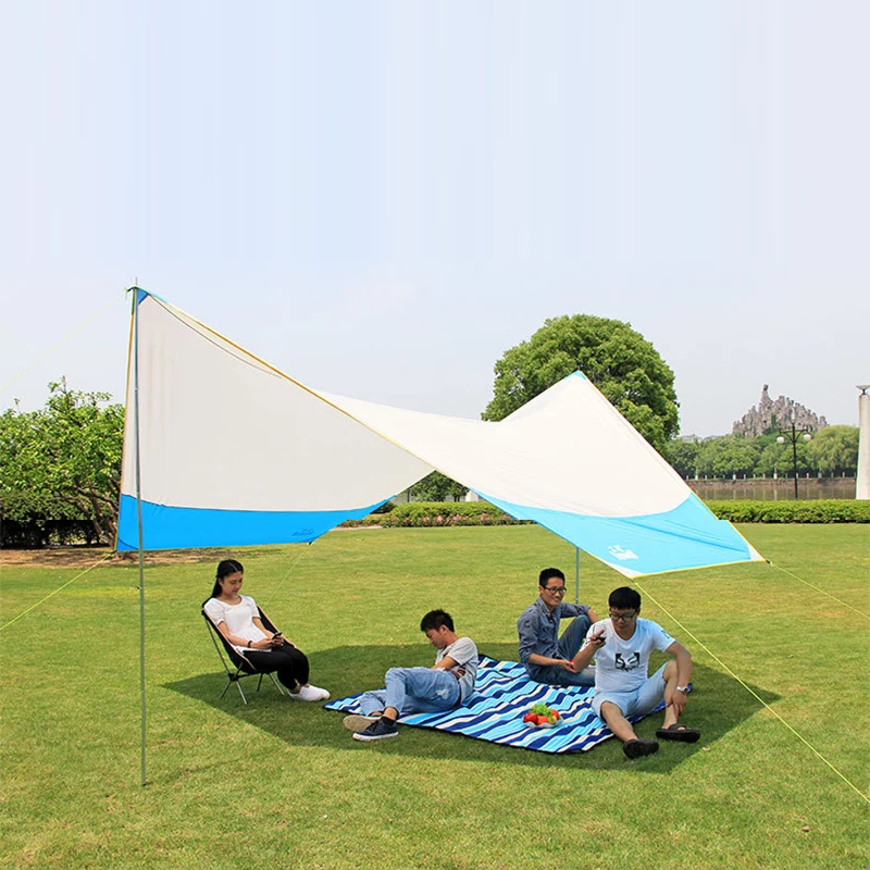 

Hewolf Outdoor Large Sun Shelter Awning Picnic Camping Waterproof Tarp Beach Tent Including Poles Car Tent 5-8 Person Sunshelter