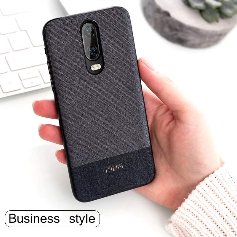 Oneplus 6T чехол Mofi One Plus накладка 1 + Задняя крышка темный цвет деловой костюм ткань