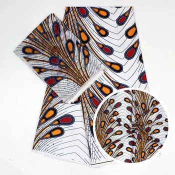 

New Arrival African Printed Satin Silk Fabric Wax Wholesale Pattern Satin Silk 4+2Yards/Pcs Fabric for party S180508