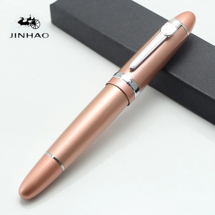JINHAO 159 Rollerball Pen Rose Gold Thick Black Purple Gold Trim Big