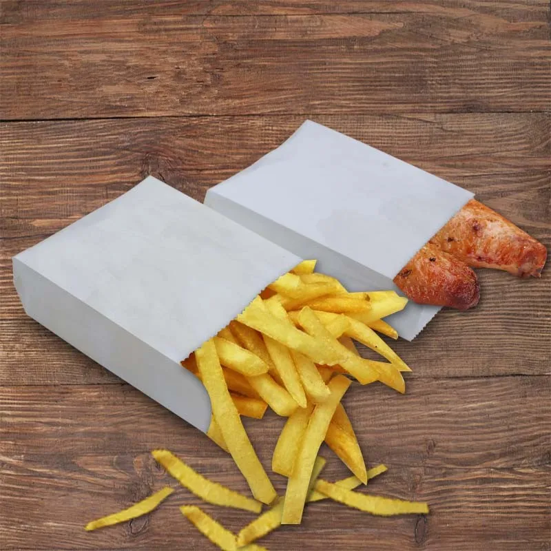 

300pcs White Kraft Paper Greaseproof Bags Food Packaging Fried Chips Snack Sandwich Pancake Barbecue Party 3 Sizes
