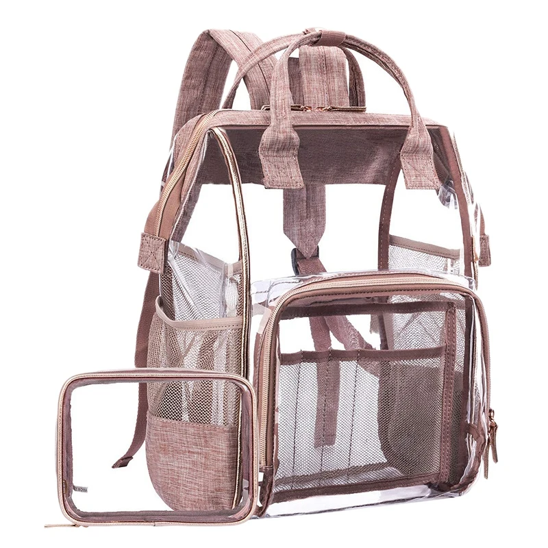 

NEW-Fashion Transparent Waterproof Backpacks Clear Pvc Zipper School Bags For Teenage Girls Travel Bag