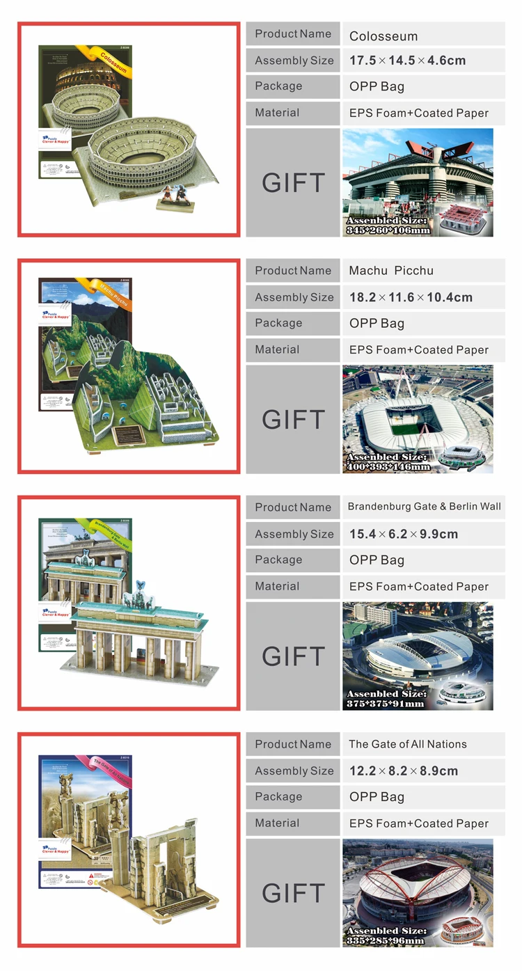 Купите один получите один! 3D головоломка модель всемирно известная Строительная модель сувенир для взрослых diy Бумажная модель DIY стадион головоломка подарок