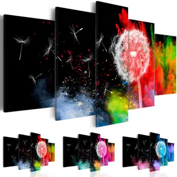 

2019 Fashion Wall Art Canvas Painting 5 Pieces Colorful Dandelion Modern Home Decoration,Choose Color And Size( No Frame)