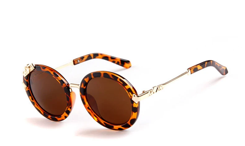 Детские солнцезащитные очки класса люкс для мальчиков и девочек милые детское зеркало в виде рамки UV400 зеркальные Модные солнцезащитные очки - Цвет линз: YF12 Leopard Brown