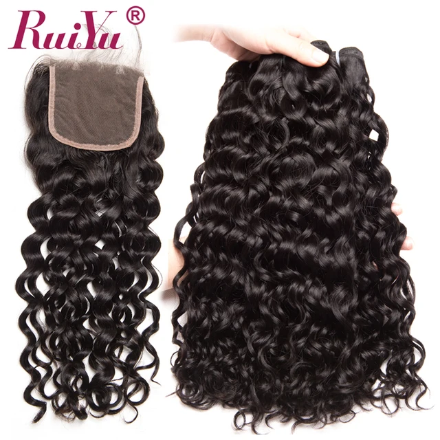 Special Price RUIYU Hair Peruvian Water Wave Bundles With Closure Human Hair 3 Bundles With Closure Lace 4*4 Inch Non Remy Hair Extension Special Price RUIYU Hair Peruvian Water Wave Bundles With Closure Human Hair 3 Bundles With Closure Lace 4*4 Inch Non Remy Hair Extension
