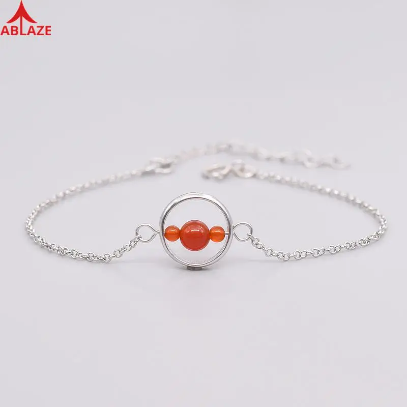 

ABLAZE July Stones Natural Red Agate Charm Bracelets 925 Sterling Silver Chain Timeless Blessed Gift Fine Jewelry Women #c049b