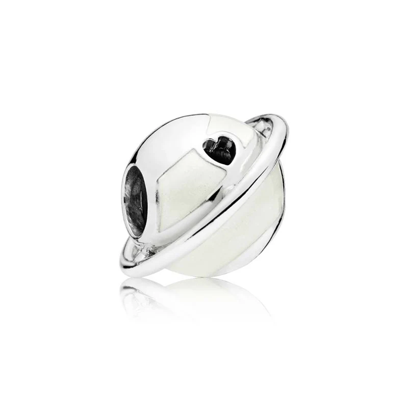 

SNS 925 Sterling Silver fit Original Pandora Bracelet Beads 2018 New Arrival Planet of Love Charm, Silver Ename DIYl Jewelry