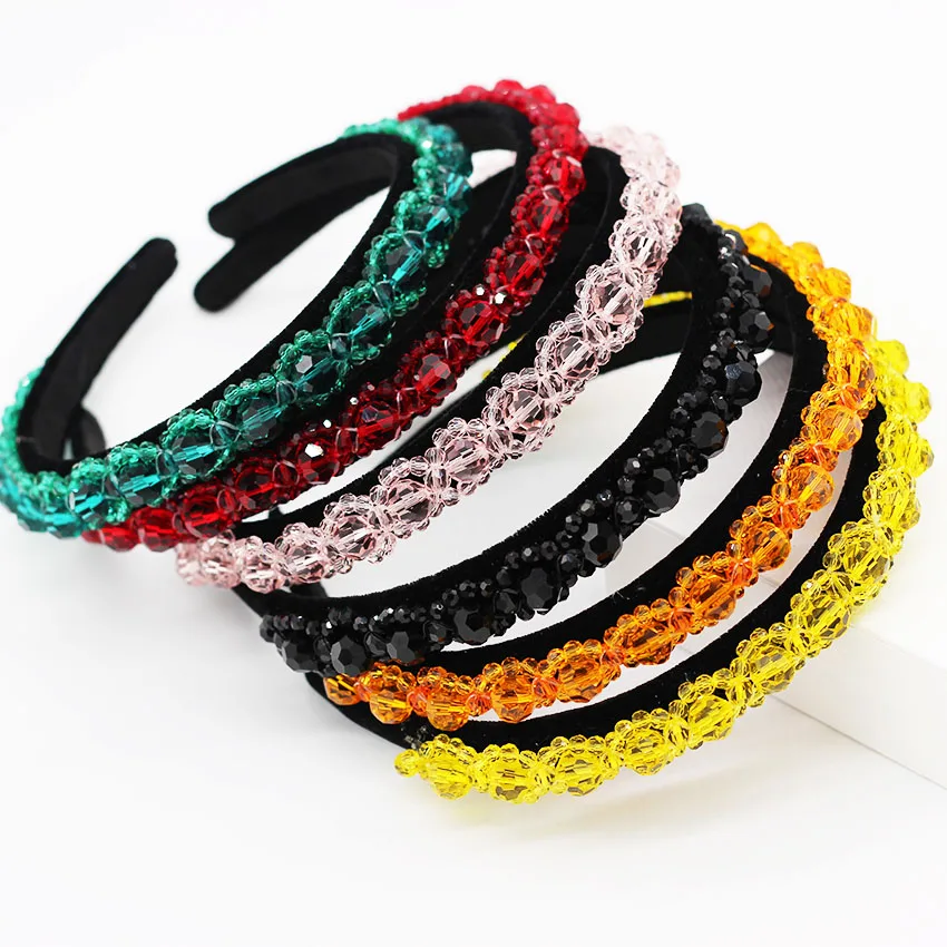 

Fashion personality multi-color transparent crystal wild headband small particles simple casual headband 950