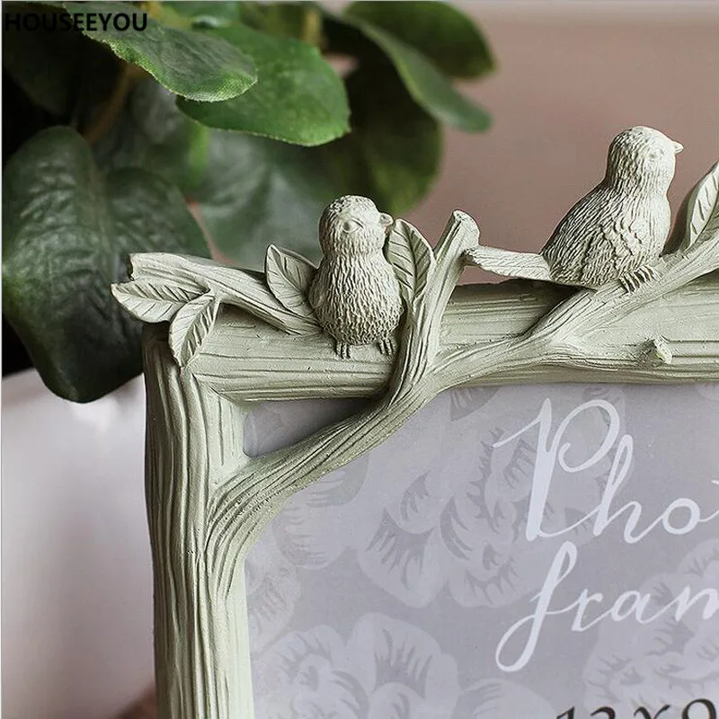 Retro Decoration Crafts Photo Frame Creative Resin Bird and Tree Picture Frame Vintage Photo Wedding Home Decor Ornaments