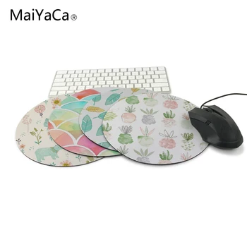 

Watercolor Pineapple leaves New Small Size Rodada Mouse Pad Anti-Skid de Borracha Pad good size Colorful water powder painting