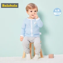 Balabala младенческой для маленьких мальчиков для маленьких девочек Мягкий хлопок контрастных цветов Trimed футболки с длинными рукавами с застежкой для новорожденных РЕБРИСТАЯ МАНЖЕТА