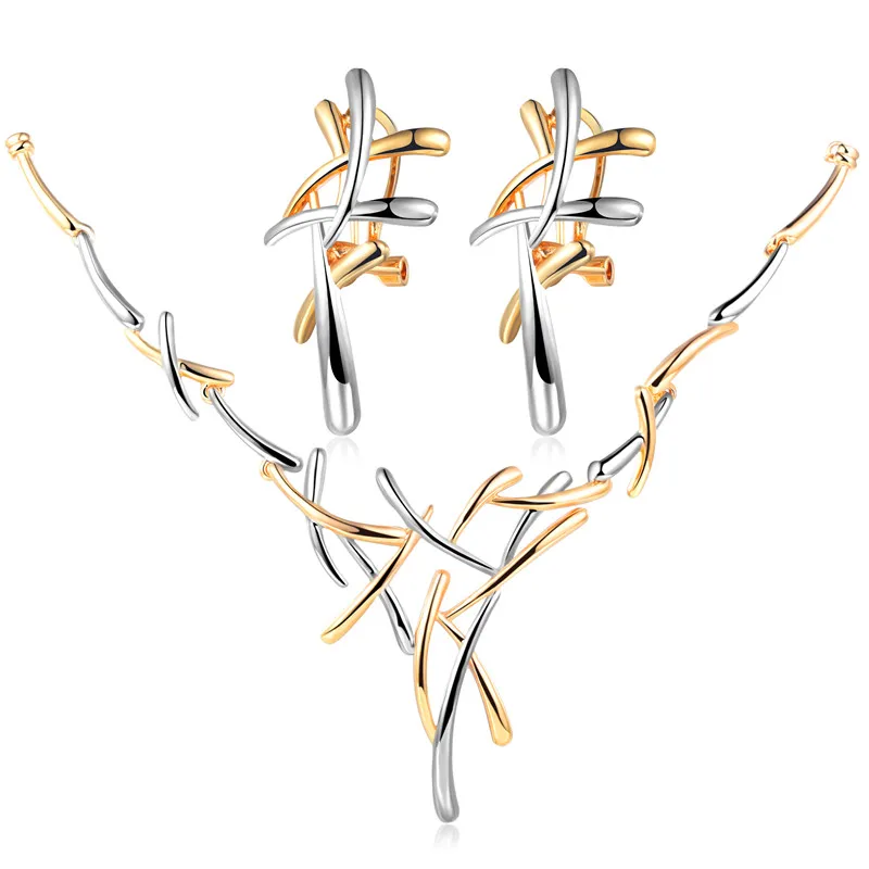ROXI серебряные/Золотые/розовые металлические серьги, массивное ожерелье, набор украшений для женщин в стиле панк, Женский вечерний комплект ювелирных изделий - Окраска металла: gold  silver