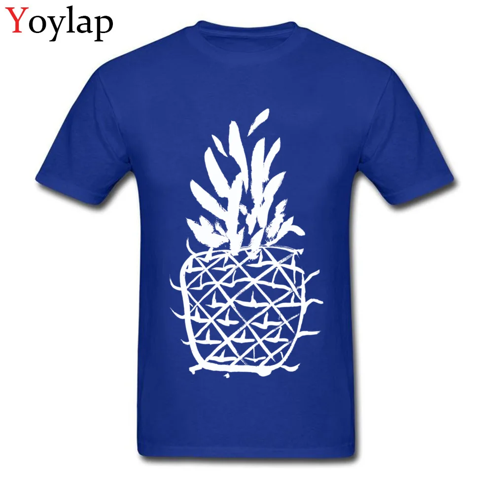 Hot Sale Casual Tops Tees Standing pineapple Fall Short Sleeve 100% Cotton Round Collar Mens T Shirt Casual Tee-Shirts blue
