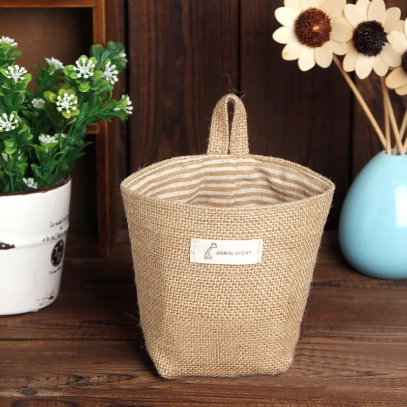 

Polka Dot Small Storage Sack Cloth Hanging Non Woven Storage Basket Sundries Organizer Storage Basket