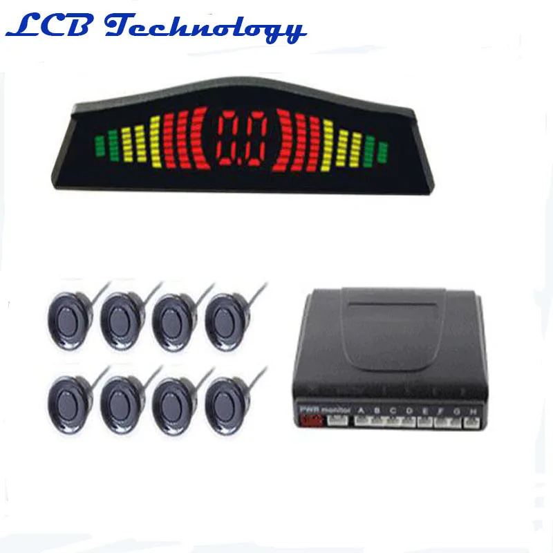 2016 Lower Prices High Quality Car LED Parking Sensor PZ304 Backup Reverse Radar 8 Sensors Parktronic