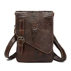 Плечо и Crossbody Для мужчин Курьерские сумки Высокое качество Аллигатор Натуральная кожа Для мужчин сумка Винтаж Повседневное небольшая