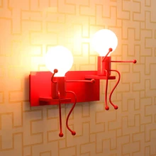 Modern Cartoon Doll Wall Light LED Creative Mounted Iron Sconce Lighting Lamp for Kids Baby Room Living Room Bedroom Decoration