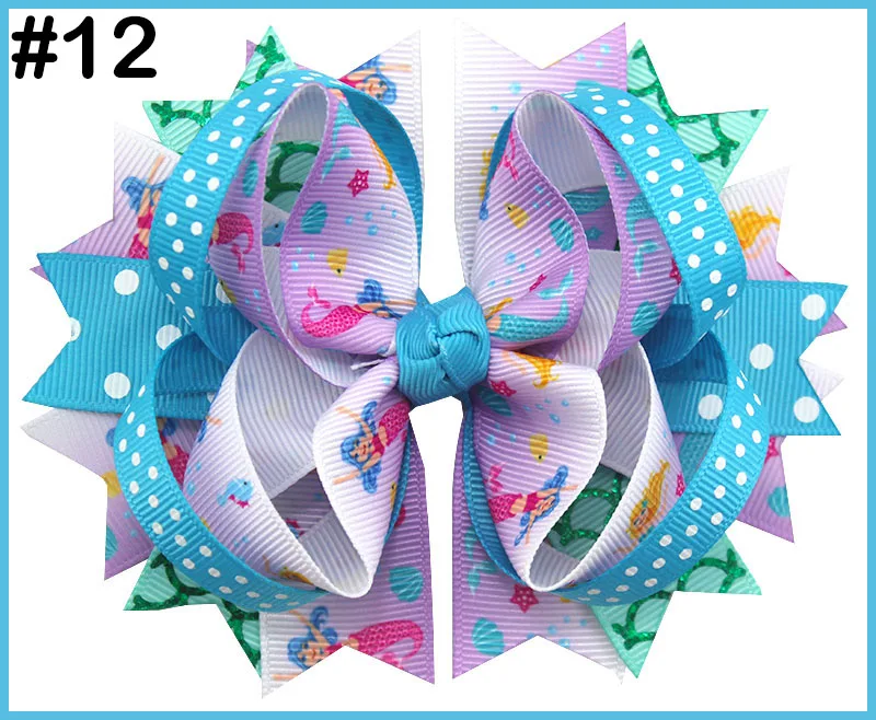 

free shipping 50pcs unicorn hair bows mermaid girl hair bows easter Children hair accessories