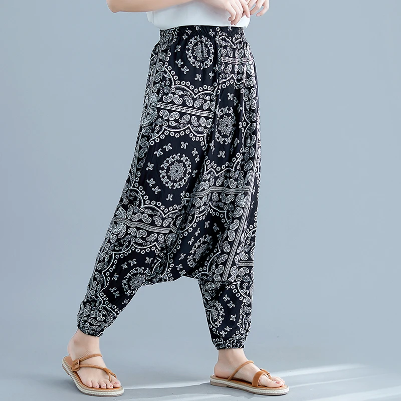 #0660 Summer Vintage Pants Women Elastic Waist Big Size Ladies Trousers Wide Leg High Waist Retro Baggy Pants Female Harajuku #0660 Summer Vintage Pants Women Elastic Waist Big Size Ladies Trousers Wide Leg High Waist Retro Baggy Pants Female Harajuku