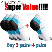 Магазин Crazy Fly, 1 пара, новинка, чудо, Компрессионные носки для ног, Анти-усталость, Подошвенный Фасциит, пятки, шпоры, боли, носки для женщин и мужчин