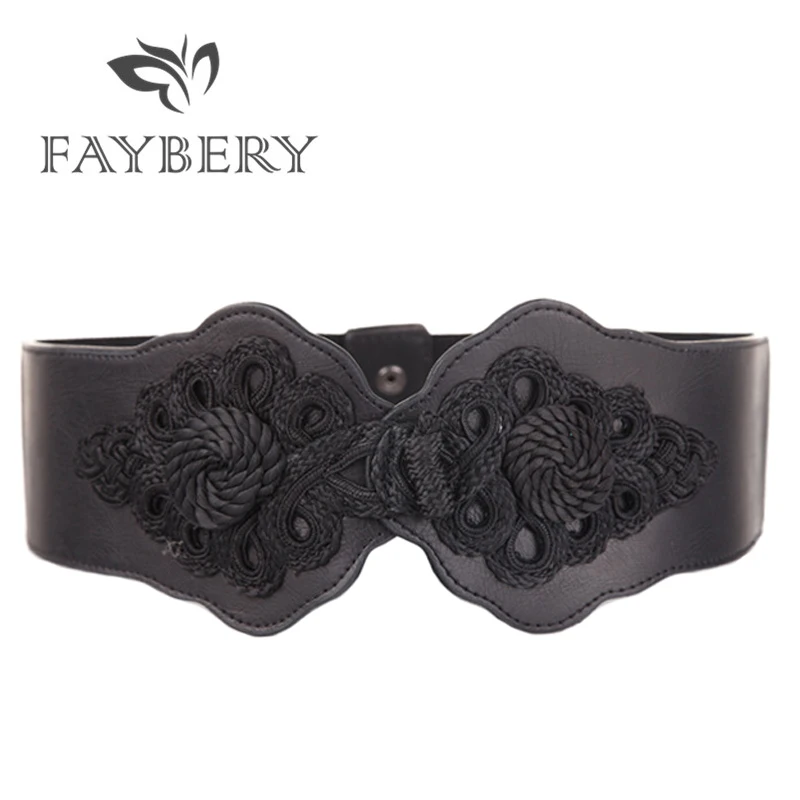 

Fashion Brand Designer Wide Belts for Women Elastic Fabric Floral Waistband for Evening Dresses 2018 Beautiful Flower Cummerbund