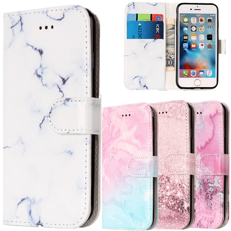 

Cell phone case for iPhone 7 8 6 6s plus x xs max xr 5s 5 se Phone Cover black Marble Texture pu Leather Wallet Flip Phone Case