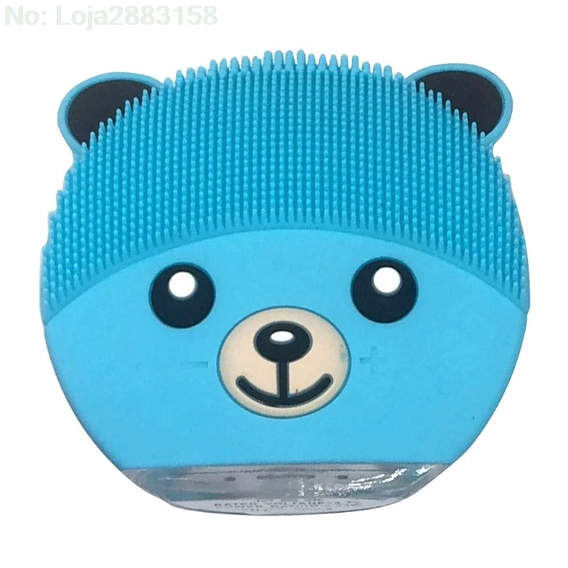 Мини медведь электрическая щетка для очищения лица USB Перезаряжаемый силиконовый очиститель для лица глубокая пора водостойкий вибрирующий массажер - Цвет: Синий