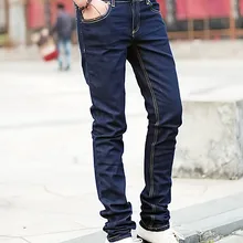 Модные новые мужские тонкие повседневные брюки, модные узкие джинсы, узкие брюки черные и синие
