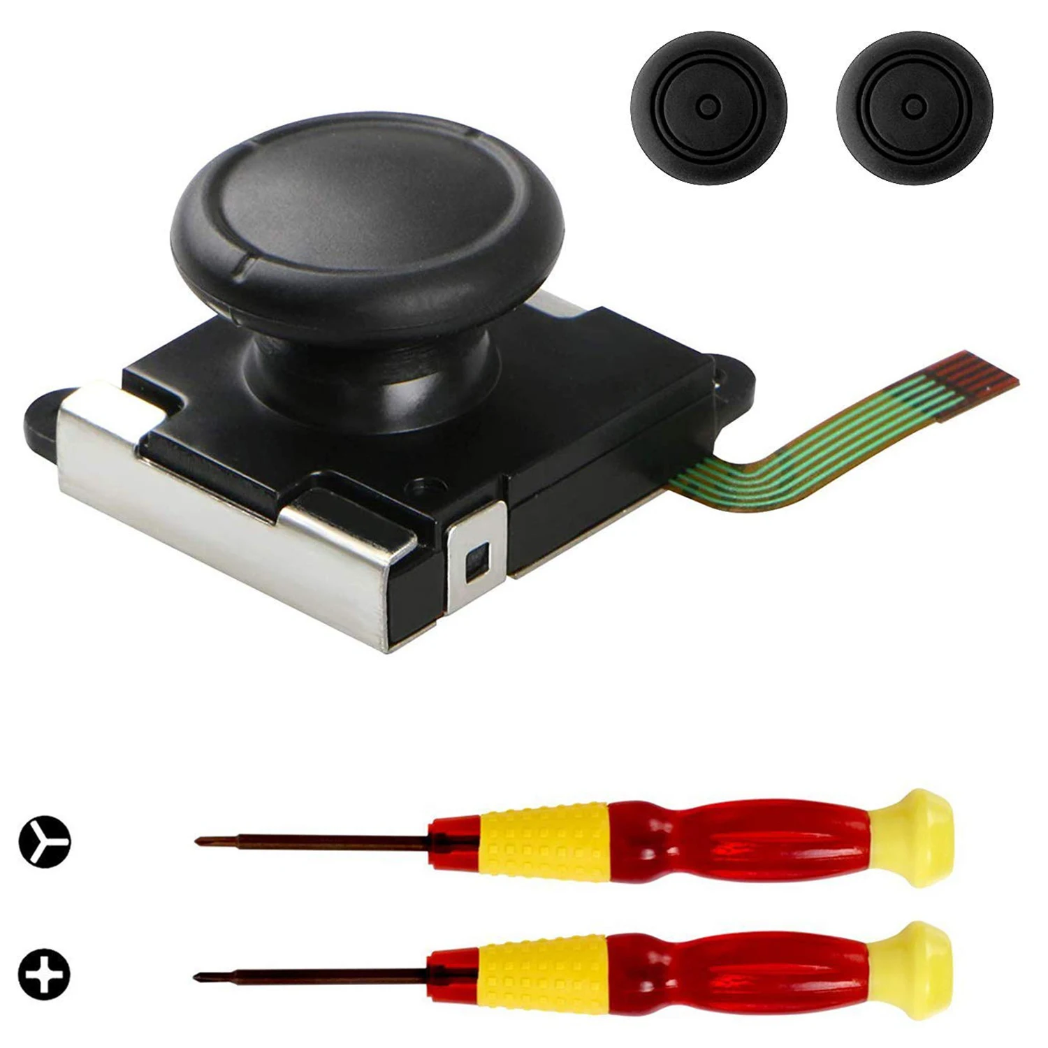 

3D Replacement Joystick Analog Thumb Stick for Nintendo Switch Joy-Con Controller - Include Tri-Wing & Cross Screwdriver Tool