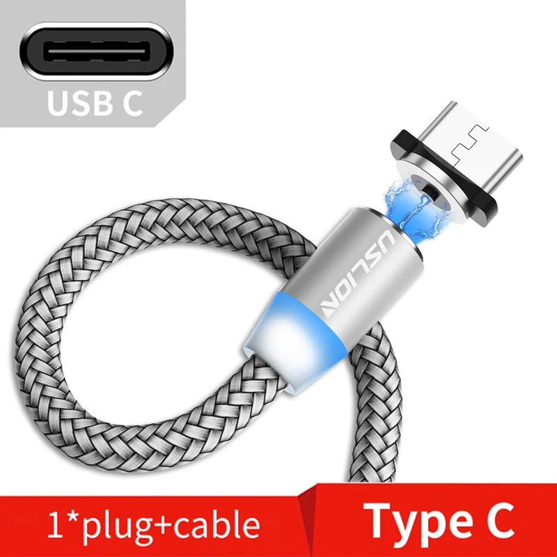 USLION 3M Magnetic Micro USB Cable For Samsung Android Mobile Phone Type-c Charging For iPhone XS XR 8 Magnet Charger Wire Cord cable to connect iphone to tv Cables