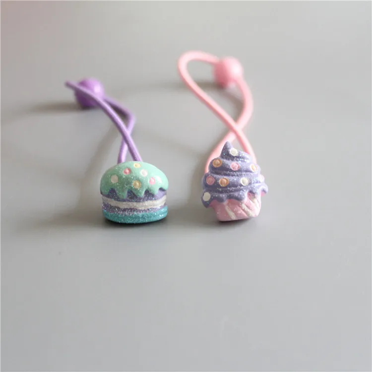 

Cute Cake Ice Cream Children Hair Ropes Cartoon Elastic Rubber Hair Band Girls Hair Accessories Baby Headwear Kids Headdress