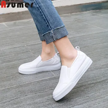 

ASUMER big size 34-40 fashion spring autumn new shoes woman round toe genuine leather shoes women casual flats women 2020