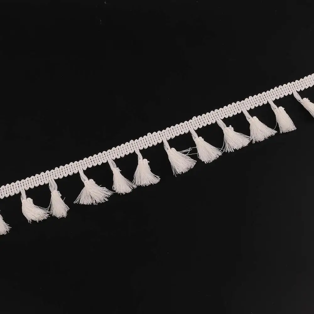 5 ярдов/партия, со шнуровкой и кисточками, ткань помпонами мяч лента с бахромой Свадебная вечеринка украшения DIY Швейные аксессуары - Цвет: Ivory