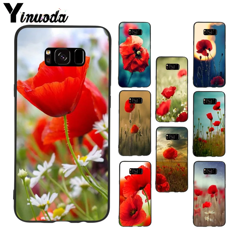 

Yinuoda red Poppy flower Unique Design High Quality phone case for samsung galaxy note 8 s7edge s6 s8 s9 plus case coque