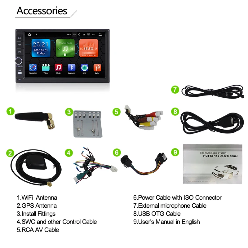 Top Android 7.1.2 System Double Din Universal Car Multimedia Player 13