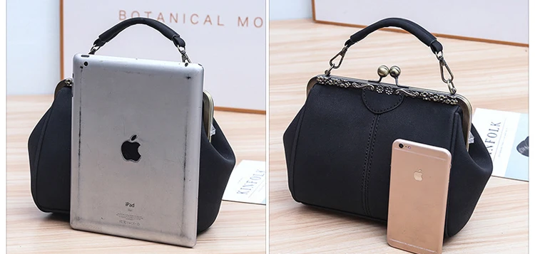 Women PU Leather Purse Retro Fashion Top Handle Handbag Kiss Lock Crossbody Shoulder Bag for Ladies (2)