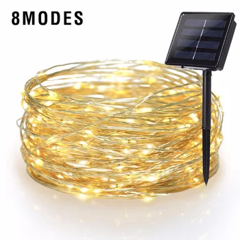 

8 Modes 10M 20M Copper Wire Solar 200 LED String lamp Fairy Holiday light Strip Decor Garden Lawn Wedding Party Ambiance light