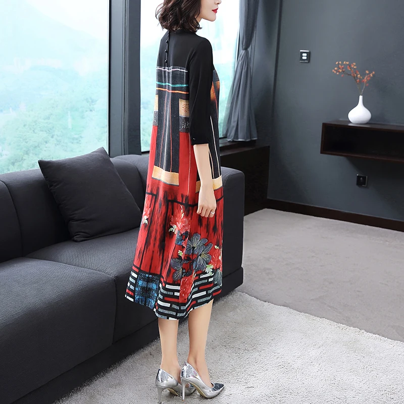 Cena AYUNSUE letnia sukienka kobiet jedwabiu dorywczo sukienki w kwiaty dla puszystych 4xl 5xl 6xl Midi plaża elegancki Vestidos 2019 KJ1853