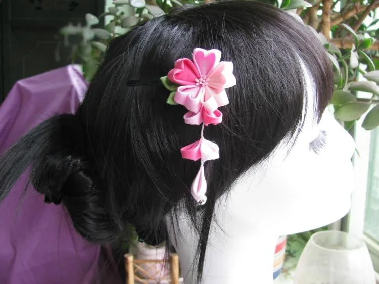 Традиционные японские Стиль кимоно цветок персика шпилька юката Косплей украшения Головные уборы аксессуары для волос Летний стиль